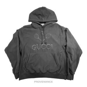 🔴 Gucci Tennis Hoodie - Black French Terry  L